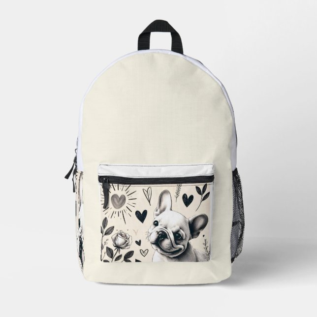 Dreamy Frenchie Printed Backpack (Front)