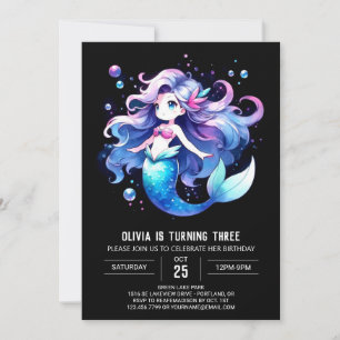 Dreamy Fun Mermaid Birthday Invitation