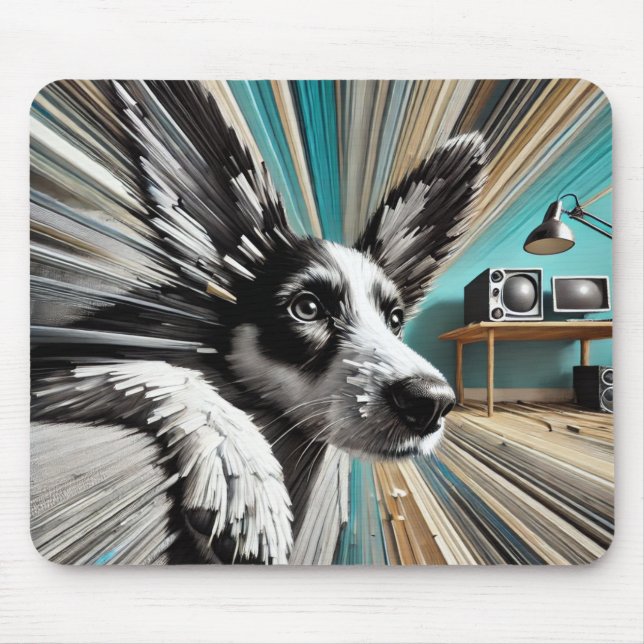 Dreamy Futuristic Dog Mouse Pad (Front)