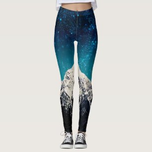 Dreamy galaxy mountain above the clouds leggings
