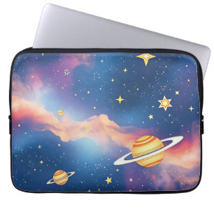 Dreamy Galaxy Planets Stars Pattern Laptop Sleeve