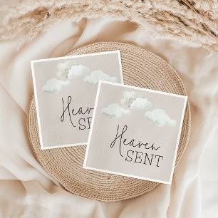 Dreamy Gender Neutral Heaven Sent Gender Reveal Napkin