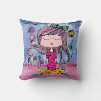 Dreamy girl illustration decorative pillow