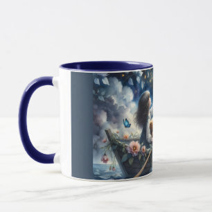 Dreamy Girl Rowing Boat Moonlit Fantasy Scene Mug