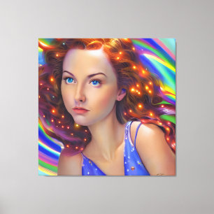 Dreamy Girl with Rainbow Lights Canvas Print