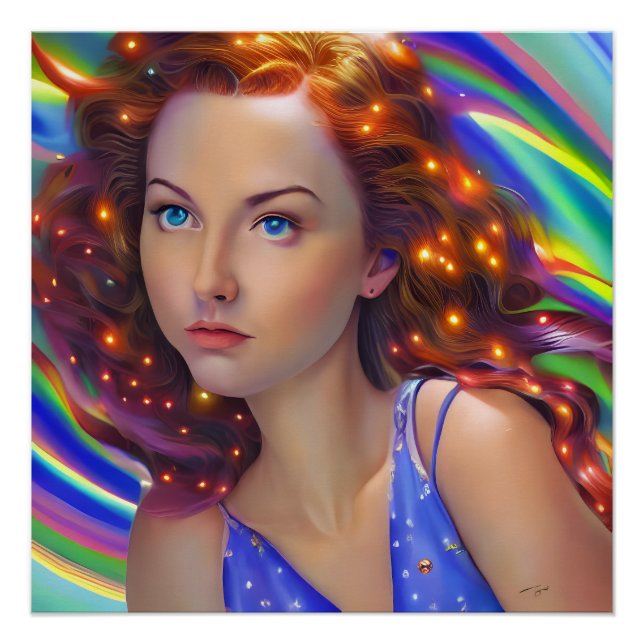 Dreamy Girl with Rainbow Lights  Poster (Front)
