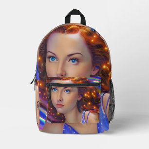 Dreamy Girl with Rainbow Lights Printed Backpack