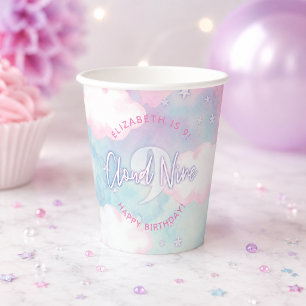 Dreamy Girly On Cloud Nine 9th Birthday Paper Cups