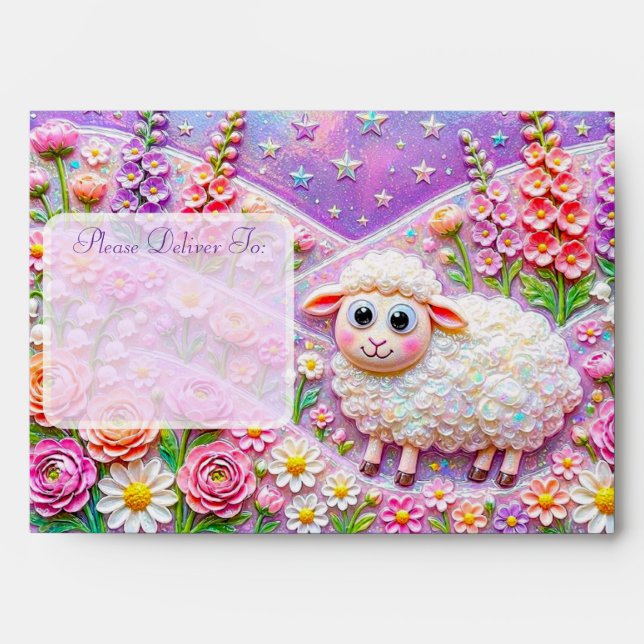 Dreamy Glass Lamb Envelopes (Front)