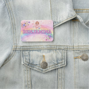 Dreamy Glitter Rainbow Pink Cloud Sparkle Name Tag