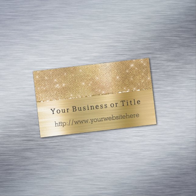 Dreamy Glitzy Gold Sparkle Magnetic Business Card (In Situ)