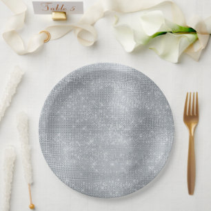 Dreamy Glitzy Silver Sparkle  Paper Plate