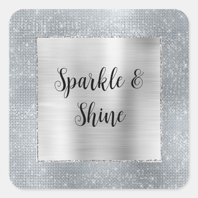 Dreamy Glitzy Silver Sparkle  Square Sticker (Front)