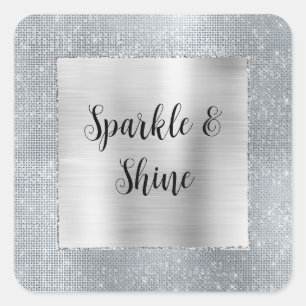 Dreamy Glitzy Silver Sparkle Square Sticker