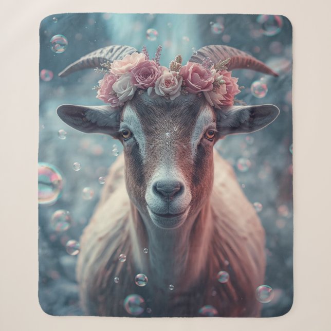 Dreamy Goat Art Sherpa Blanket (Front)