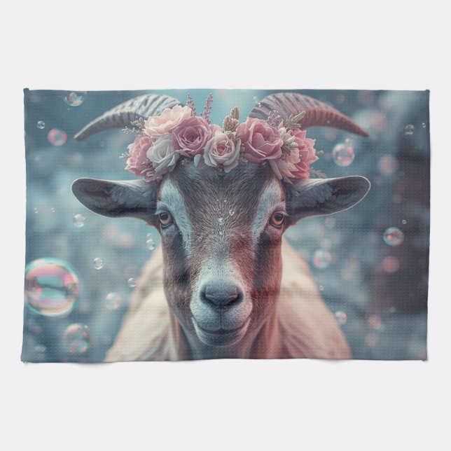 Dreamy Goat Art Tea Towel (Horizontal)