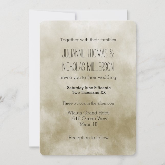 Dreamy Gold Cream Wedding Invitation (Front)