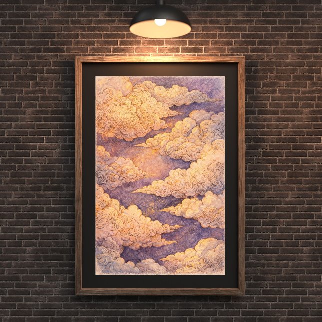 Dreamy Golden Clouds Sky Art, Ethereal Sunset Poster (Creator Uploaded)