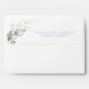 Dreamy Greenery and Baby Blue Inside Elegant Envelope