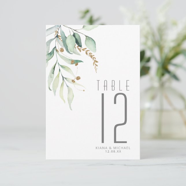 Dreamy Greenery Table Number Green/Blue ID817 (Standing Front)