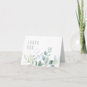 Dreamy Greenery Wedding Thank You Green/Blue ID817 Card