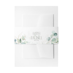 Dreamy Greenery Wedding V1 Green/Blue ID817 Invitation Belly Band