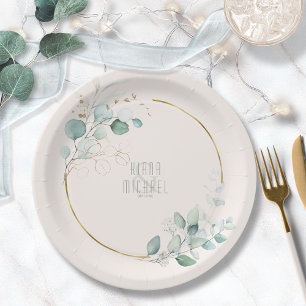 Dreamy Greenery Wedding V1 Green/Blue ID817 Paper Plate