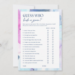Dreamy Guess Who? Bridal Shower Party Game Card