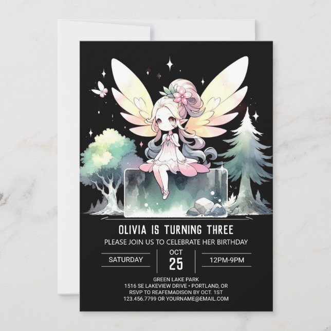 Dreamy Happy Fairy Birthday Invitation (Front)