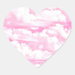 Dreamy Happy Pink Clouds Heart Sticker