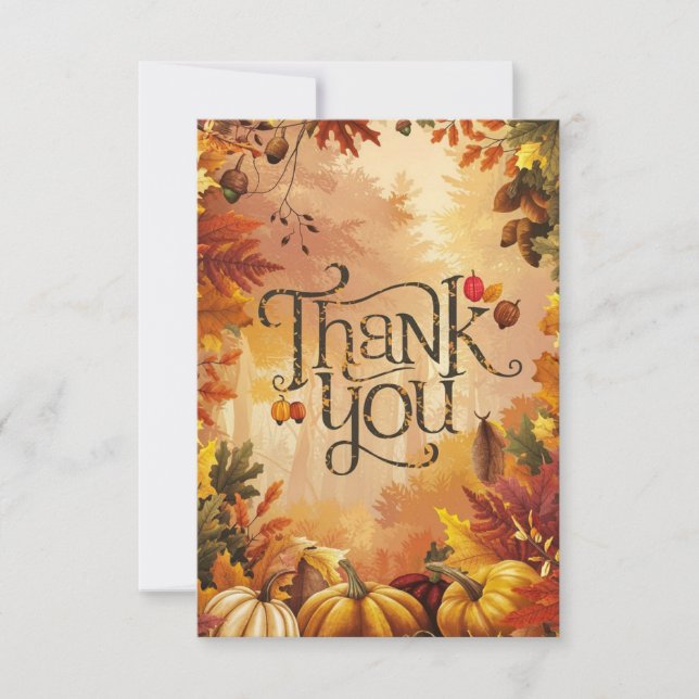 Dreamy Harvest Autumn Fall Thank You Card (Front)