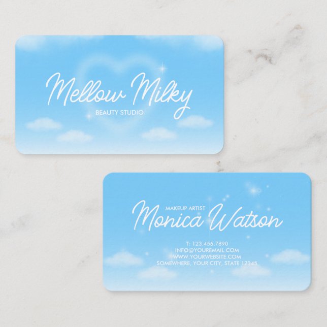 Dreamy Heart Cloud Sky Business Card (Front/Back)