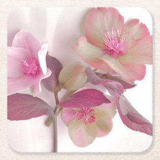Dreamy Hellebores  Square Paper Coaster
