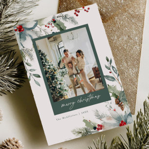 Dreamy Holiday Watercolor Floral Christmas Card