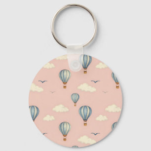 Dreamy Hot Air Balloon Sky Pattern Key Ring