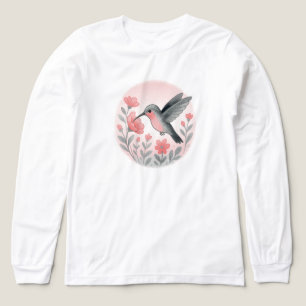 Dreamy Hummingbird With Flower WHITE ONLY Tri-Blend Shirt
