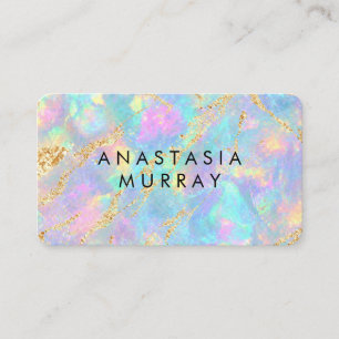 Dreamy Iridescent Opal Marble Shimmering Gold Foil Business Card