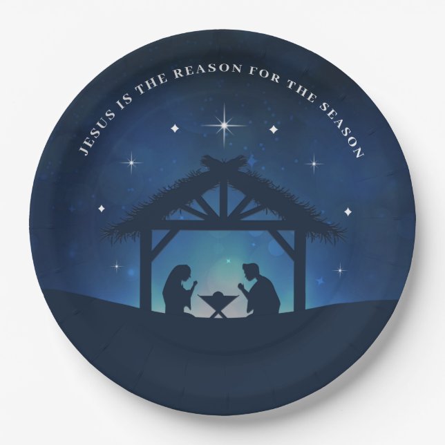 Dreamy Jesus is the Reason for the Season Nativity Paper Plate (Front)