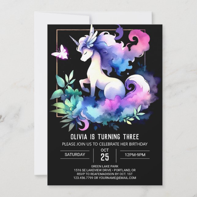 Dreamy Jungle Horse Birthday Invitation (Front)
