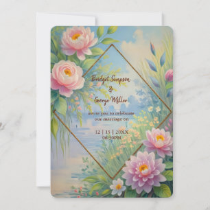 Dreamy Lakeside Garden Wedding Invitation