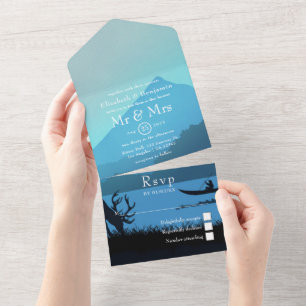 Dreamy Lakeside Woodland Forest Wedding All In One Invitation