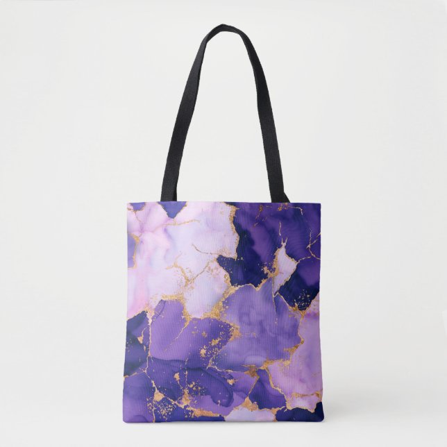 Dreamy Lavender alcohol inks and gold Tote Bag (Front)