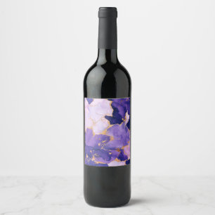 Dreamy Lavender alcohol inks and gold Wine Label