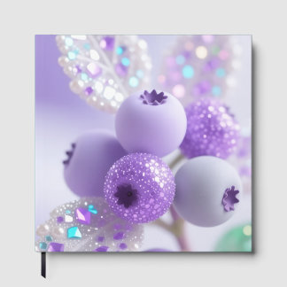 Dreamy Lavender Berries Sparkling Glitter Art Note Guest Book