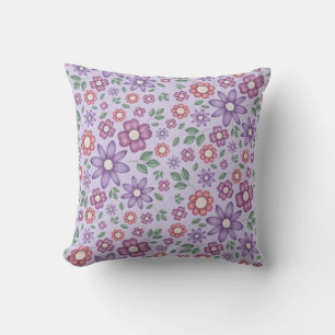dreamy lavender whimsical floral pattern cushion