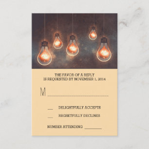 dreamy light bulbs whimsical wedding RSVP card