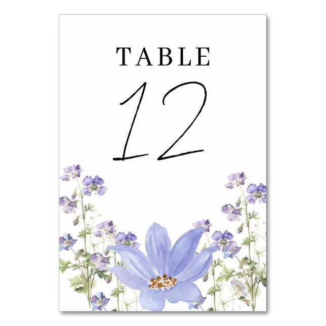 Dreamy Lilac Wedding Table Place Number (Front)
