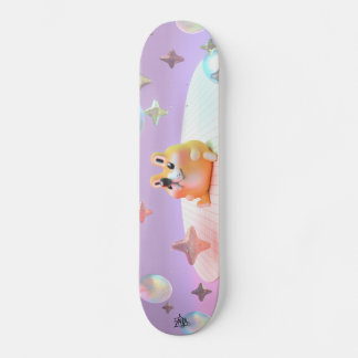Dreamy little bear, bubbles, and stars- yoga mat skateboard