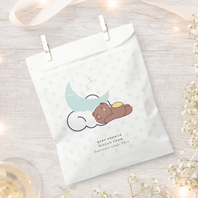 Dreamy Little Bear Cloud And Star Baby Shower Favour Bags (Clipped)
