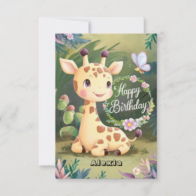 Dreamy Little Giraffe Birthday Card (Front)